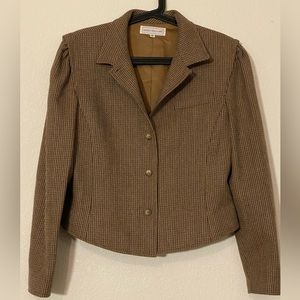 Vintage Jones New York Womens Wool 2-piece Suit - brown/grey check - size 8/10